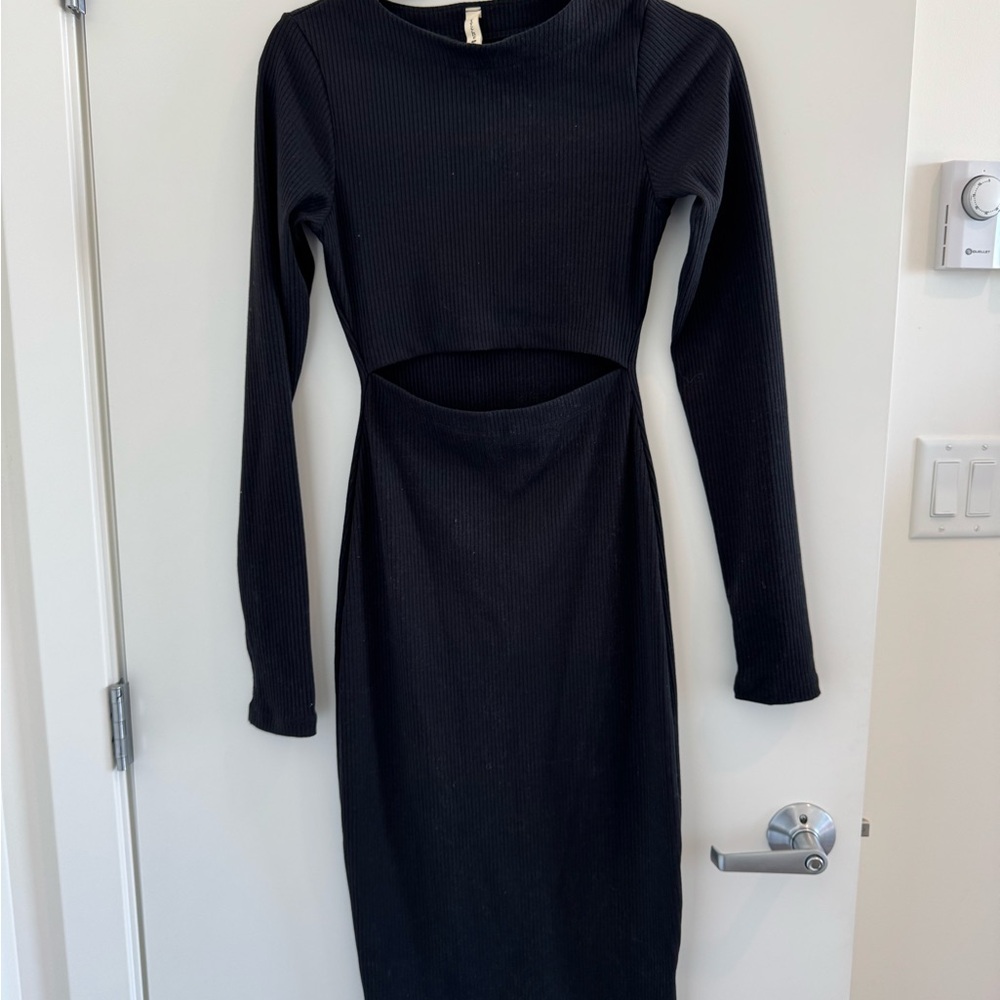 Tyche Black Long Sleeve Cutout Dress